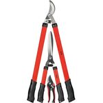 WALTER Gartenscheren-Set 3-teilig, Rosenschere, Heckenschere, Laubschere, Karbon-Stahl, ergonomischer Griff für Arbeiten im Garten