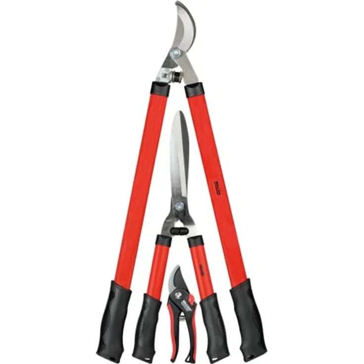 WALTER Gartenscheren-Set 3-teilig, Rosenschere, Heckenschere, Laubschere, Karbon-Stahl, ergonomischer Griff für Arbeiten im Garten – Bild 1