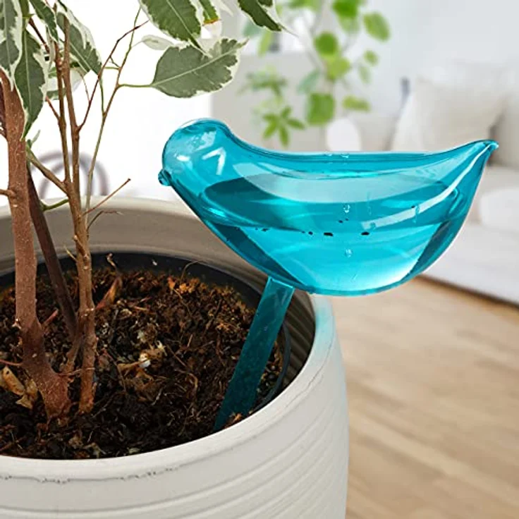 relaxdays Tropfer Bewässerungskugeln 4er Set, Automatische Pflanzenbewässerung in dekorativer Vogel-Form, Blau – Bild 5
