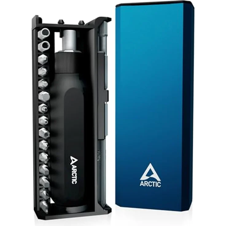 ARCTIC Ratchet Screwdriver Toolkit 27 in 1, Ratschenschraubendreher-Set mit Aluminiumgehäuse, Kreuz/Schlitz/Torx/Pozidriv/Hex, inklusive Bit-Magazin für DIY, Laptop, Tablet, Computer – Bild 1