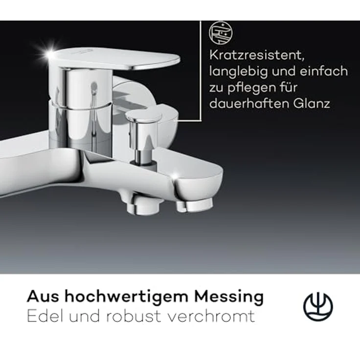 OTTO Kludi X1 Wannen- und Duscharmatur, chrom, mit automatischer Umstellung, Keramik-Kartusche und Strahlregler M24 – Bild 4