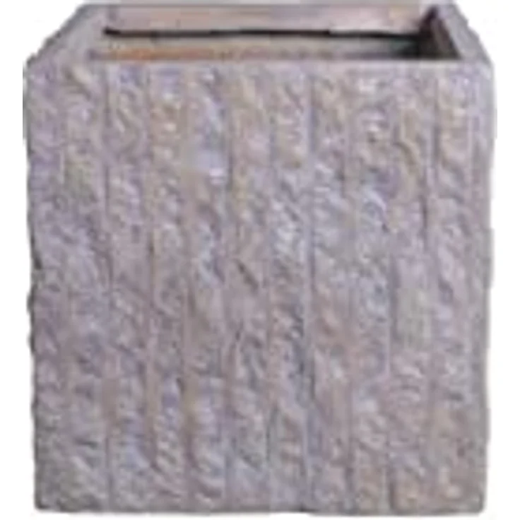 Trend Line TrendLine Pflanzkübel, eckiger Pflanztopf aus Fiberglas, grau-braun strukturiert, 40,5 x 40,5 x 40,5 cm, für Innen und Außen – Bild 2