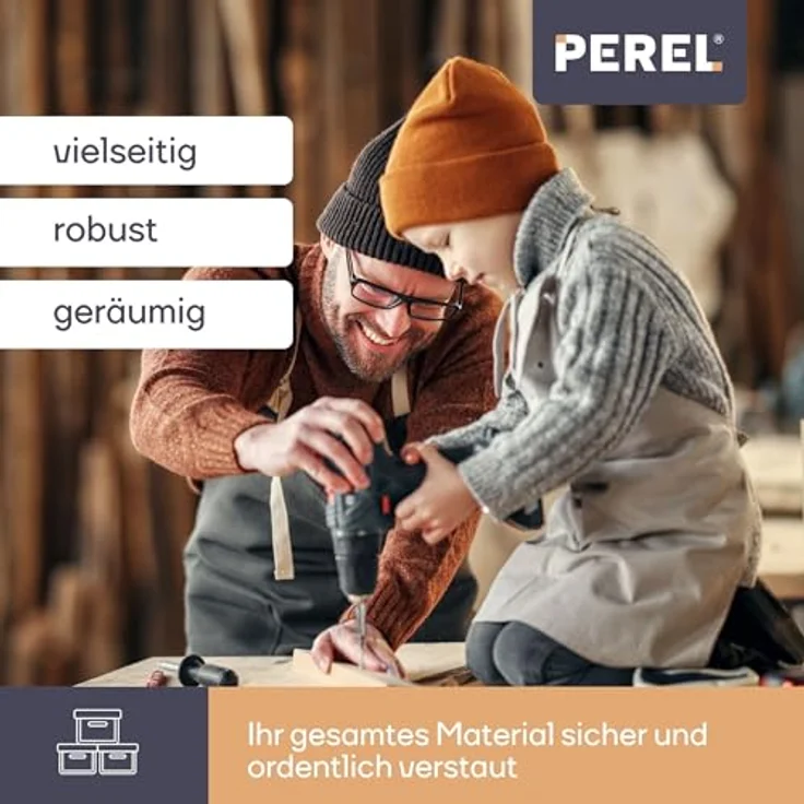 PEREL - OM16 05840 Werkzeugkiste Kunststoff 41 x 20,9 x 19,5 cm mehrfarbig 144771 – Bild 2