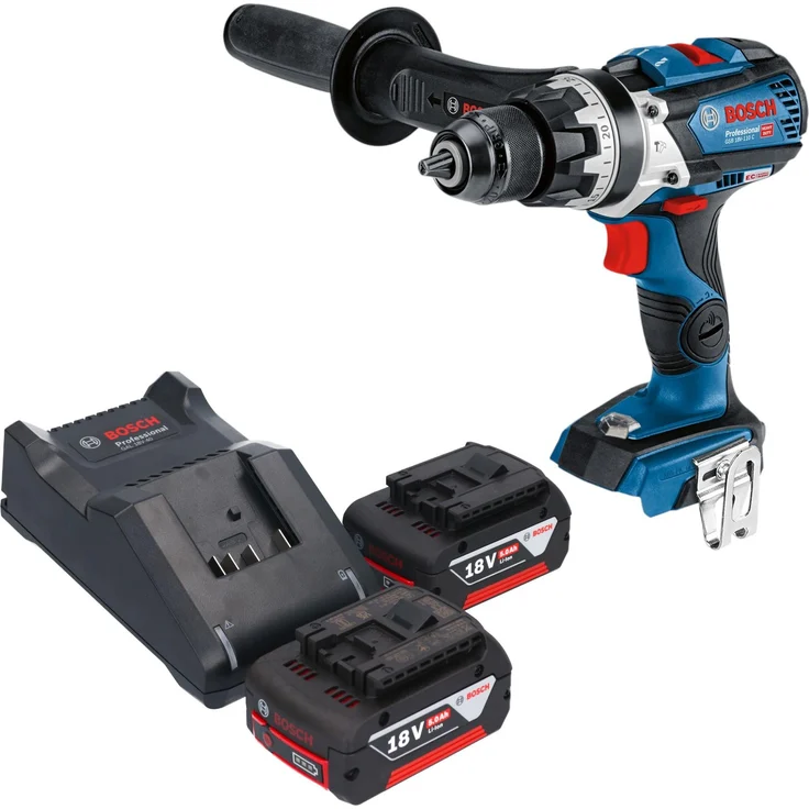 Bosch GSB 18V-110 C Professional Akku Schlagbohrschrauber 18 V, 110 Nm, Brushless mit 2x 5,0 Ah Akkus und Ladegerät, Bluetooth Connectivity