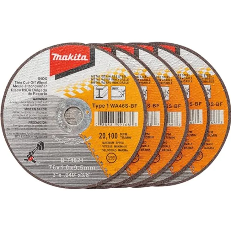 Makita D-74821-5 3 Zoll Edelstahl-Trennscheibe für Metall/rostfreie Materialien, 5 Stück, ideal für DMC300Z & DMC300RT - Preisvergleich
