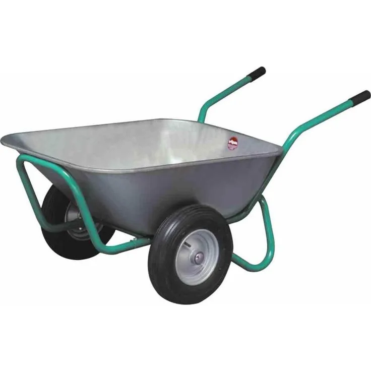 Mefro Kuli aus Metall, Schubkarre mit 400 kg max. Belastbarkeit und 140 l Fassungsvermögen, silber, 148x80x68 cm