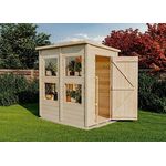 Storehaus Geräteschuppen Gregor S mit Pultdach, Gartenhaus klein B 186 x T 126 cm, Anzuchthaus aus Fichtenholz inkl. Fundamentrahmen, 2,34 m² Grundfläche, Nut-und-Feder-Bauweise, 12 mm Wandstärke
