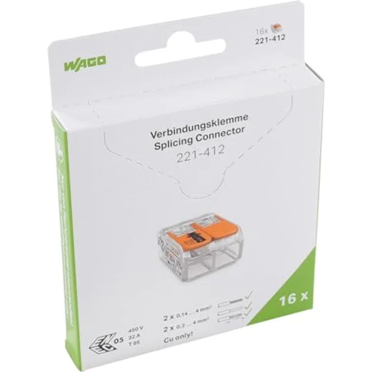 Wago Compact Hebelklemme 221-412, 2 Leiter, 0,14 mm² - 4 mm², 16 Stück, platzsparend und werkzeuglos lösbar – Bild 8