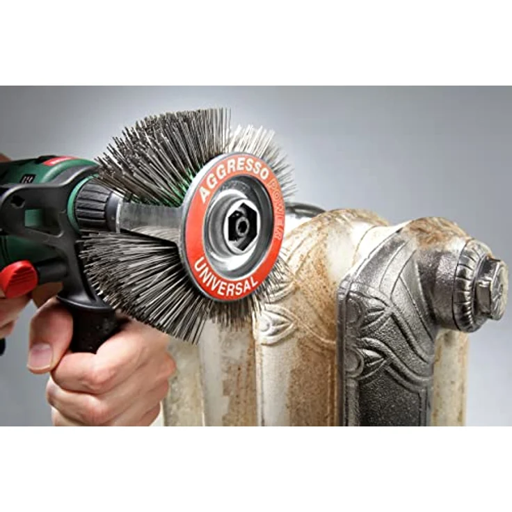 kwb Agresso Universal-Schleifbürste für Bohrmaschine, gekröpfte Form mit 110 mm Durchmesser, 1 stück, Rundbürste ideal für Reinigungs- und Schleifarbeiten, Made in Germany – Bild 4