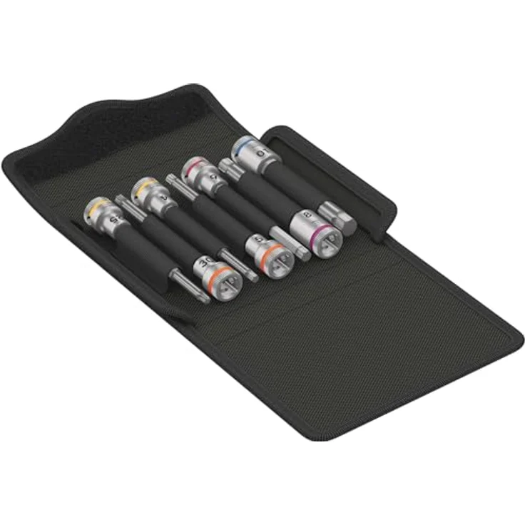 Wera Schraubendreher Bicycle Set 8, 7-teiliges Bitnuss-Set mit TORX® und Hex-Schrauben, extra schlankem Profilbereich, inkl. Farbkennzeichnung und robustem Transportetui – Bild 1