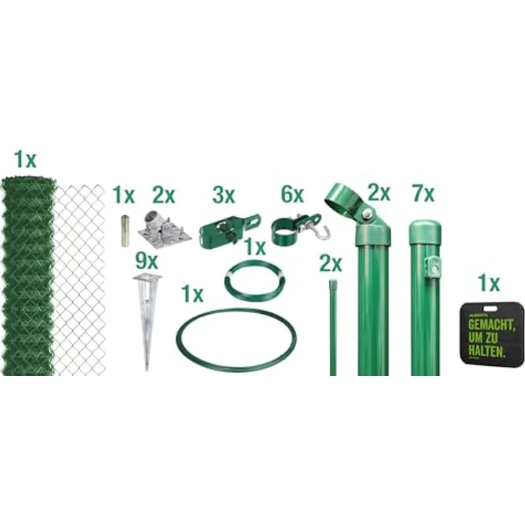 Alberts 690342 Maschendrahtzaun Kompaketset, inkl. Einschlagbodenhülse und Kniekissen, grün, Höhe 100 cm, Länge 15 m, zinkphosphatiert – Bild 2