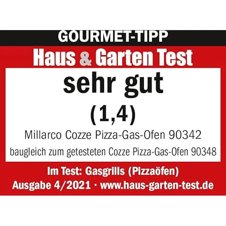 COZZE Gas-Pizzaofen 13" mit Backtemperatur bis 400°C, tragbar, inkl. Pizzastein, Grillfläche 34 x 34 cm – Bild 4