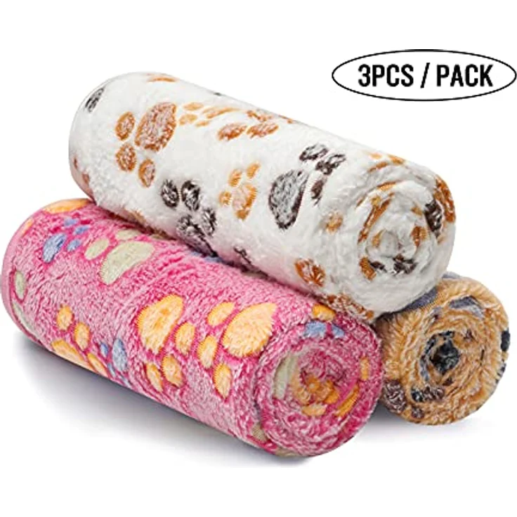 luciphia 1 Pack 3 Decken Super Weich Fluffy Premium Fleece Haustier Decke Flanell Wurf für Hund Welpen Katze Pfote,Medium (76 * 52cm) – Bild 5