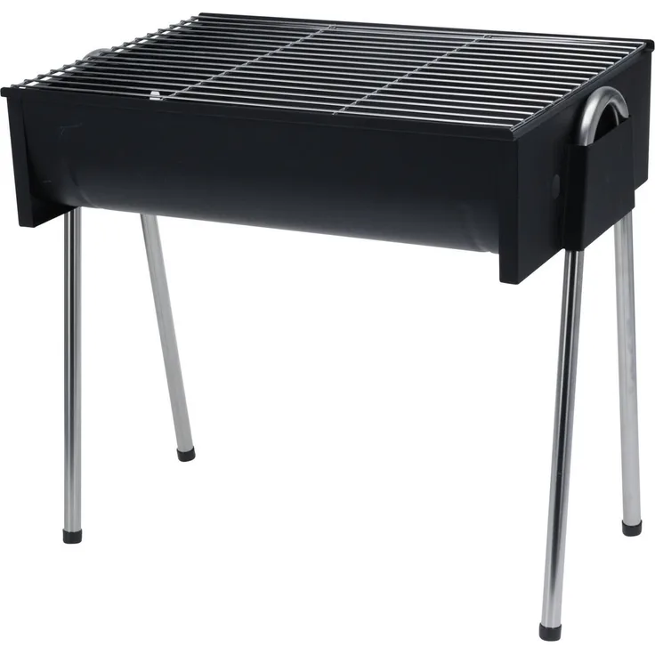 ProGarden Tragbarer Holzkohlegrill schwarz Stahl 33x48x46 cm - Hitzebeständige Lackierung, verchromtes Grillrost, robuste Edelstahlbeine