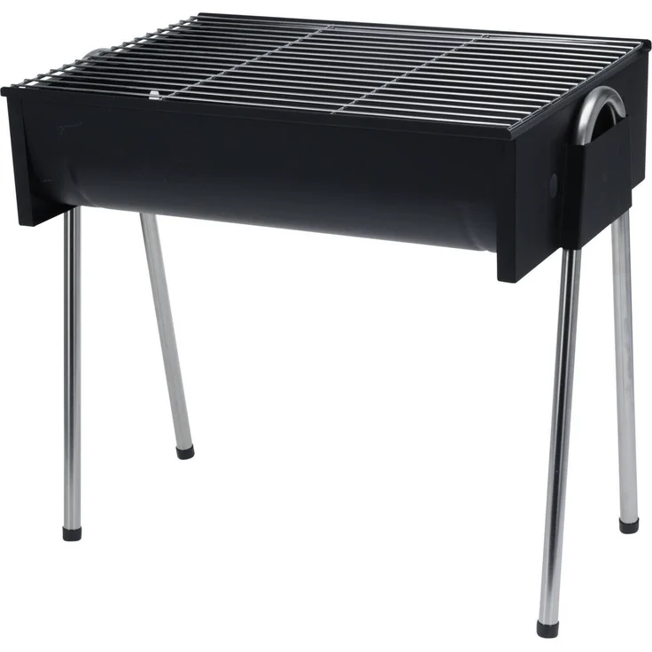 ProGarden Tragbarer Holzkohlegrill schwarz Stahl 33x48x46 cm - Hitzebeständige Lackierung, verchromtes Grillrost, robuste Edelstahlbeine