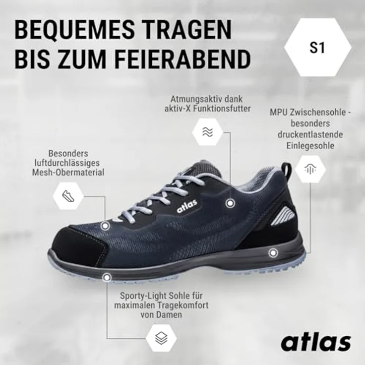 Atlas Schuhe 87900 Atlas GX 240 ESD S1 Arbeitsschuh, sportlicher Sicherheitsschuh für Damen, blau – Bild 4