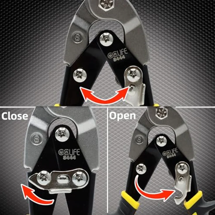 CCLIFE Blechschere Set 3 tlg, Cr-Mo Metallscheren mit ergonomischen Griffen, Linker, Rechter und Gerader Schnitt für Blech, Aluminium, Leder, Kupfer, 250mm lang – Bild 5