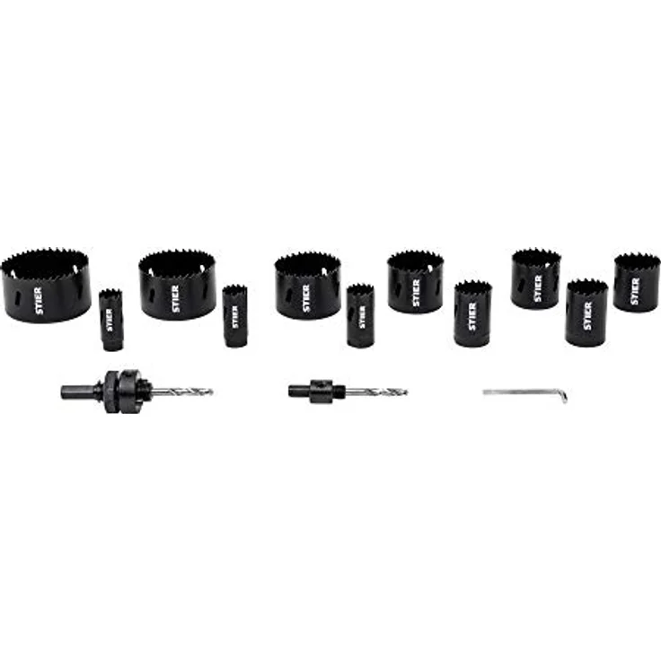 STIER Lochsägen-Set, HSS-Co8 Bimetall, 14-teilig 20, 22, 25, 32, 35, 40, 44, 51, 60, 68 & 76 mm, für Handbohrmaschinen, Lochkreissäge Bohrkronen für Kunststoffe, Metall, Laminat u.v.m. – Bild 2
