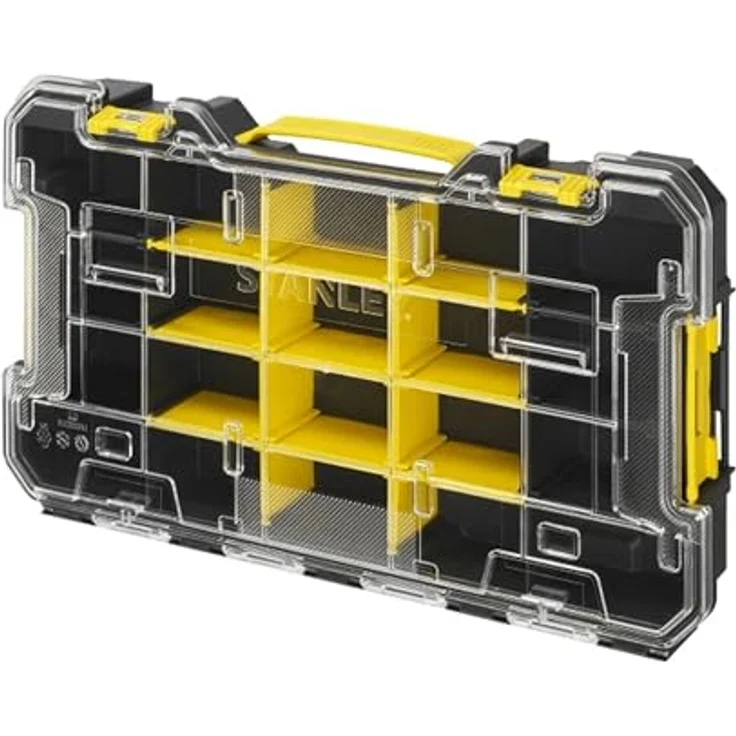 STANLEY FMST17838-1 PRO-STACK™ 2/3 Organiser, transparent mit herausnehmbaren Trennwänden und stapelbarem Design – Bild 1