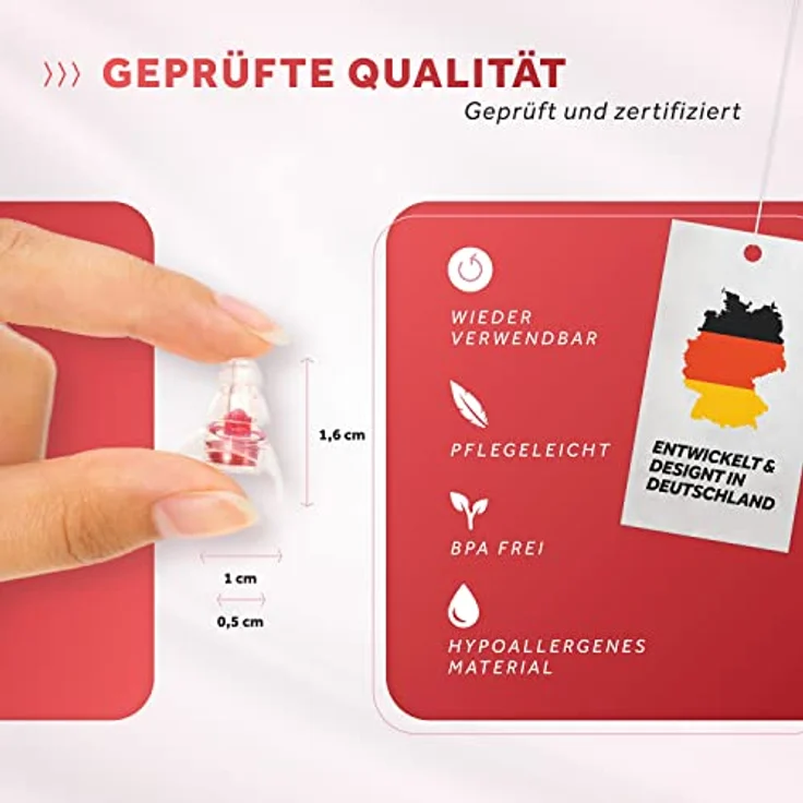 SCHALLWERK ® Women+ Gehörschutz Ohrstöpsel für Frauen, Lärmdämmung mit Klangtreue, geeignet für Konzert, Festival, Arbeit & Lernen, transparent – Bild 4