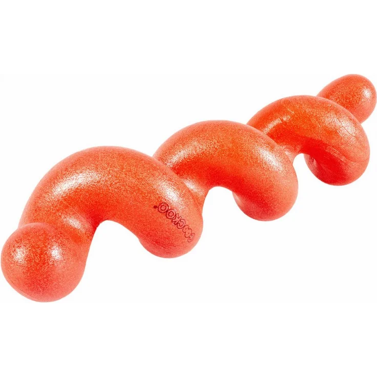 Coockoo Squiggle, TPR Hundespielzeug in rot für Kauen und Werfen