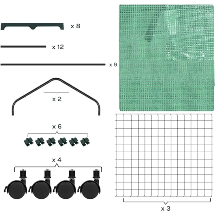 Woltu Tomatengewächshaus, BxTxH: 70 x 50 x 130,00 cm, Gewächshaus mit Rollen, Winterschutz, Spitzdach, Weiß – Bild 8