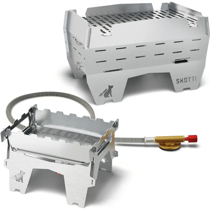 SKOTTI Gasgrill SKOTTI Booster und SKOTTI Mini in einem Set, Ultra-kompakt, Gasbetrieb, feinjustierbare Hitzesteuerung