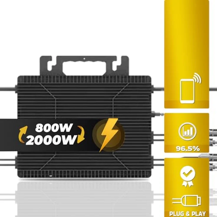SUNNIVA® Balkonkraftwerk 2000W – 4x 460W Bifaziale Glas-Glas Module + Astro Energy Wechselrichter, Plug&Play