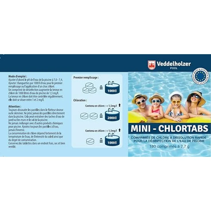 Veddelholzer 180 Mini Chlortabletten, schnelllösliche Multitabs für Poolwasserpflege, 486 Gramm für Süßwasser bis 50.000 m³ – Bild 8