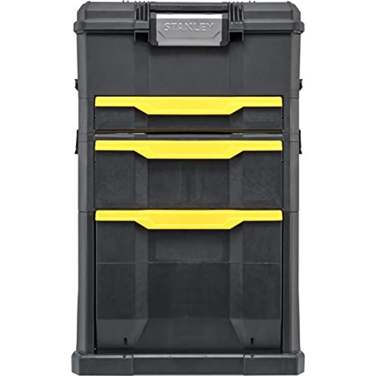 Stanley Rollende Werkstatt (77,8 x 48,8 x 34,8 cm, 2-in-1, modular aufgebaut, drei entnehmbare Werkzeugboxen mit Schnellverschluss, Teleskopgriff aus Aluminium) STST1-70344 – Bild 3