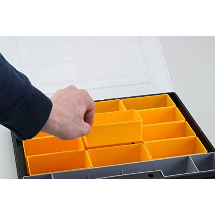 Allit 457201 Sortimentskasten EuroPlus Flex 37-15, 13 lose Einsätze, 15 Fächer, Sortierkasten, Schraubenkasten, Kleinteile, Sortimentsbox, Organizer – Bild 2