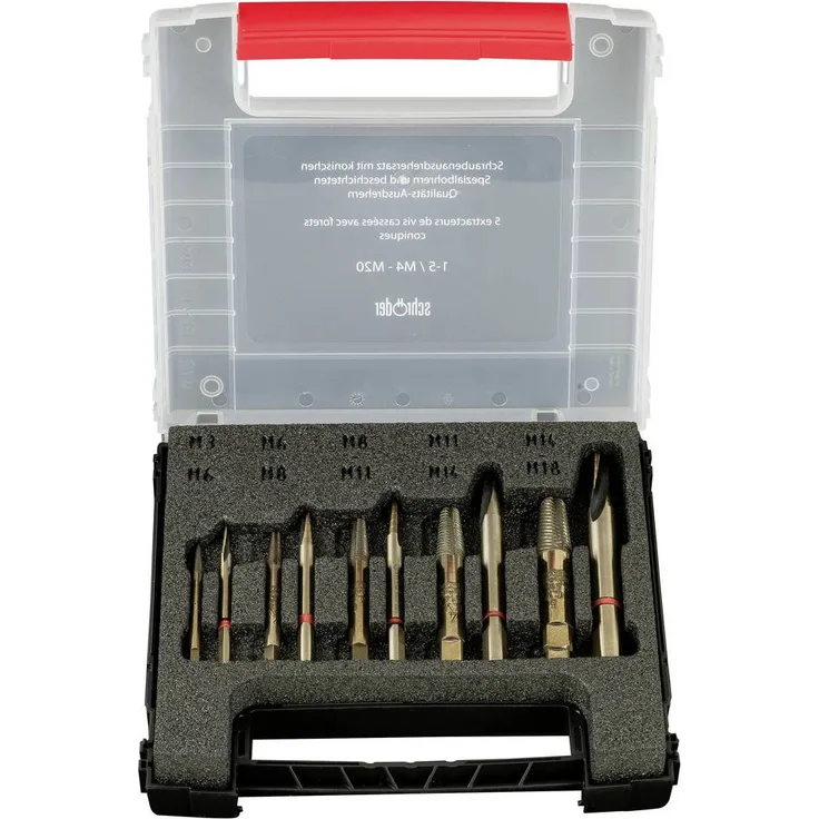 MOB 48764-200 Schraubenausdreher-Set, Chrom-Vanadium-Stahl mit selbst schneidendem Gewinde, optimierte Gewindelänge