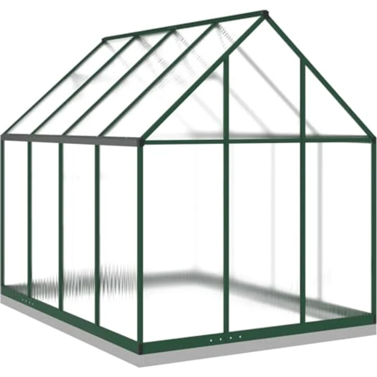 vidaXL Gewächshaus mit Fundamentrahmen Grün 224x169x202 cm Aluminimum, UV-beständige Platten, Lüftungsfenster, begehbar – Bild 5
