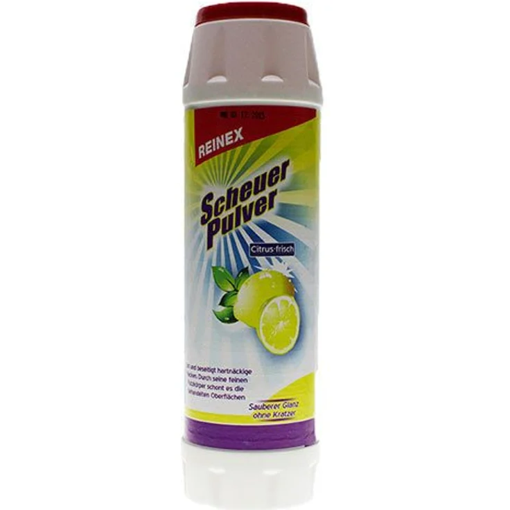 Reinex Scheuerpulver Streudose, 1 kg Kücheneiniger mit erfrischendem Citrus-Duft, effektiver Fleckentferner für verschiedene Oberflächen