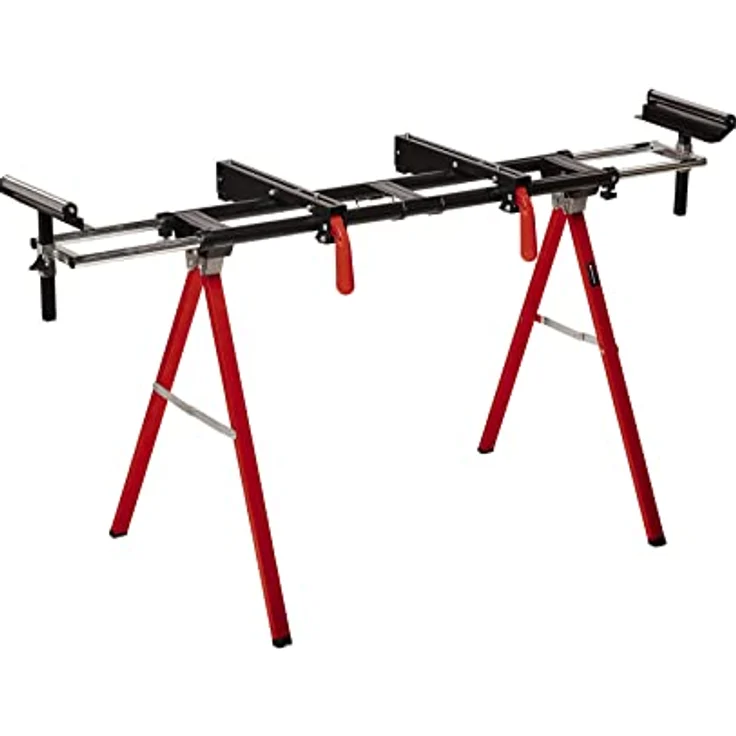 Original Einhell Kappsägenuntergestell MSS 1608 (Untergestell für Kappsägen, höhenverstellbar, ausziehbare Werkstückauflagen mit Laufrollen, platzsparend klappbar) – Bild 1