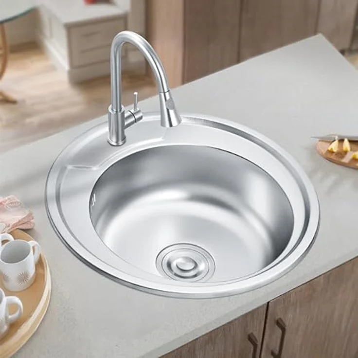 Faizee Home Edelstahlspüle Einbauspülen Rund 51 cm - Modern und Langlebig, Edelstahl, Verschiedene Modelle – Bild 2