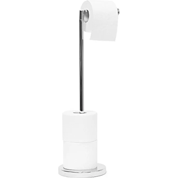 Relaxdays Toilettenpapierhalter stehend HBT 75 x 22 x 16,5 cm freistehender Papierrollenhalter aus Stahl Rollen als Ersatzrollenhalter verchromt, silber WC-Rollenhalter, 16.5 x 22 x 56 cm – Bild 1