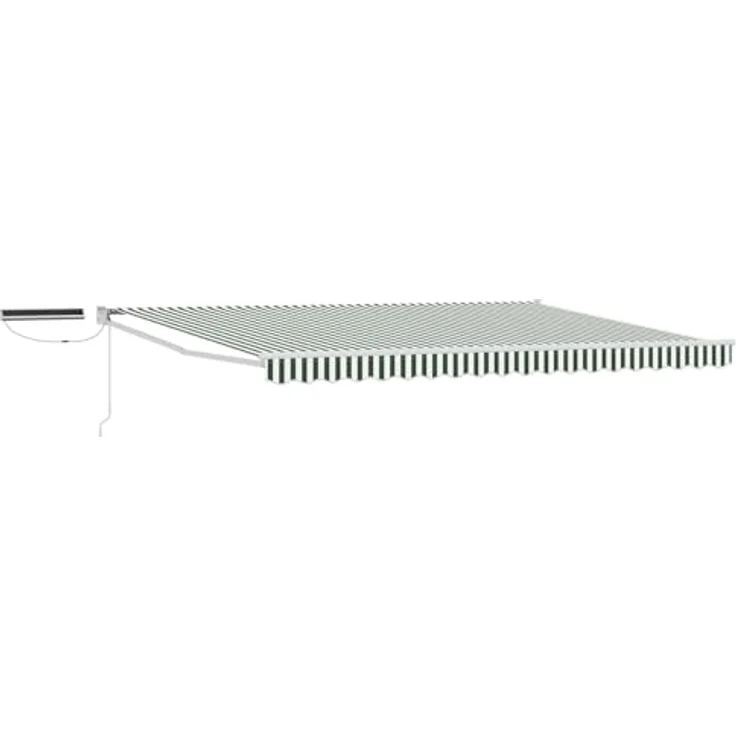 vidaXL Elektrische ausziehbare Markise mit Solarpanel und Fernbedienung, Grün und Weiß, 4 x 3 m – Bild 1