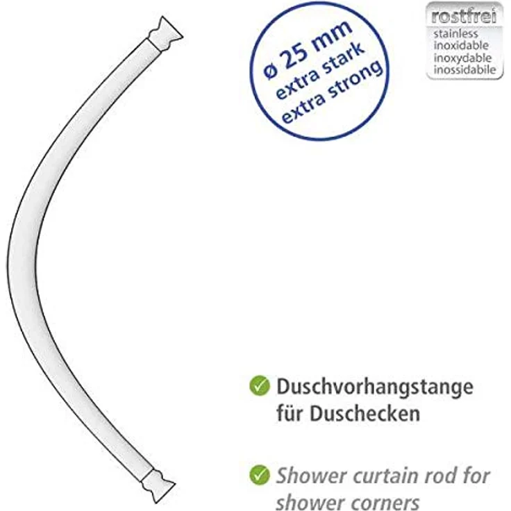 WENKO Rundduschstange für Eckduschen, robuste Aluminiumkonstruktion für 80 x 80 cm und 90 x 90 cm, einfache Montage – Bild 3