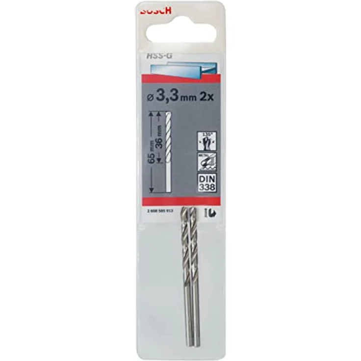 Bosch Professional Metallbohrer HSS-G geschliffen (2 Stück, Ø 3,3 mm) - Preisvergleich – Bild 3