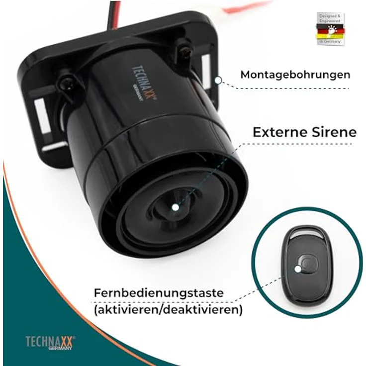 Technaxx Autoalarm Pro Alarmanlage, wiederaufladbare Anti-Diebstahl-Gadget, 105dB, USB-C, schwarz – Bild 6