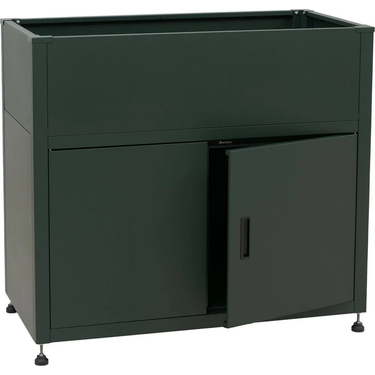 MCW Hochbeet MCW-O85, Metall mit integriertem Stauraum und Magnetverschluss, für rückenschonendes Gärtnern