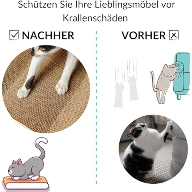 Creative Pets Katzen Kratzbrett, verstärkte Kratzpappe mit Sperrholz | Robustes, natürliches Kratzmöbel für Katzen | Maße 37 x 21,5 x 21,5 cm – Bild 3