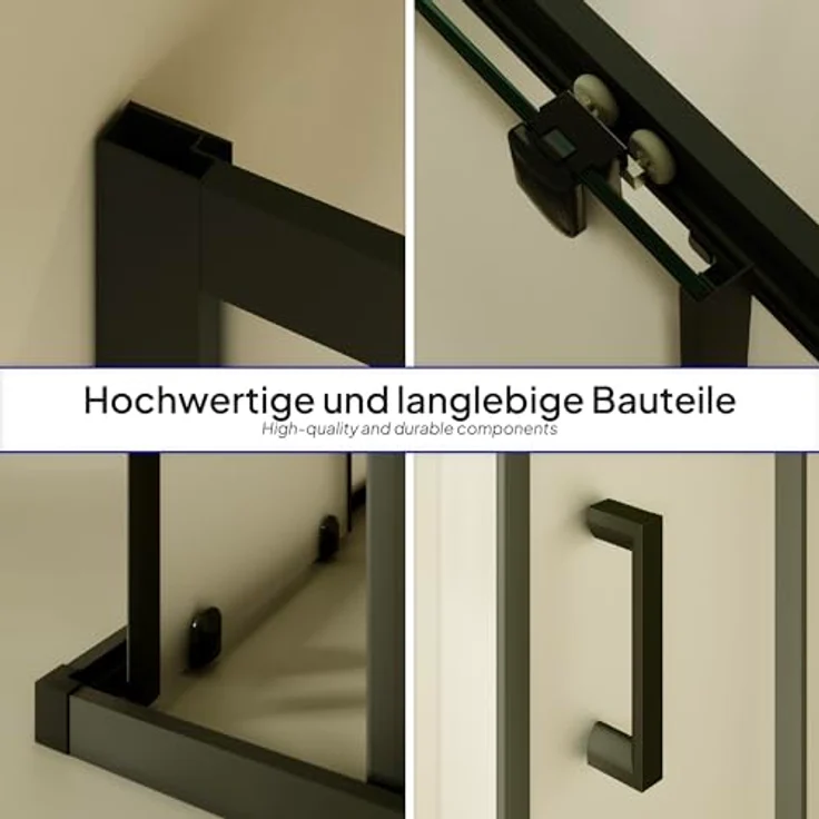 Moments of Glass Eckduschkabine DK79, 80x100 cm, Höhe 180 cm, 6mm satiniertes ESG Nano Glas, Schiebetüren mit EASY-Clean, hochwertiges Rollensystem – Bild 4