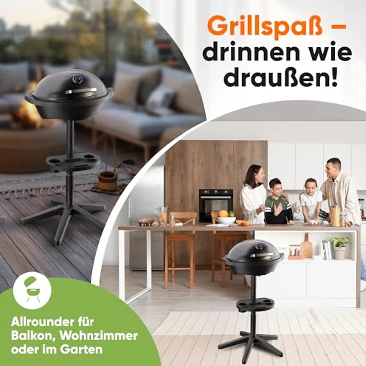 ProfiCook® PC BQS 1303 Elektrogrill, 2400W, rauchfrei, 2in1 Tisch-/Standgrill mit Temperaturanzeige, Aluminium-Grillplatte für Indoor & Outdoor, einfache Reinigung – Bild 5