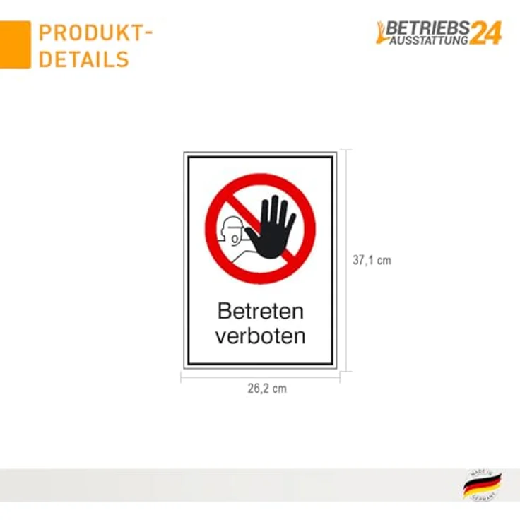 Betriebsausstattung24 Verbots-Kombischild "Betreten verboten", geprägtes Aluminiumschild, 26,2 x 37,1 cm, UV- & witterungsbeständig – Bild 2