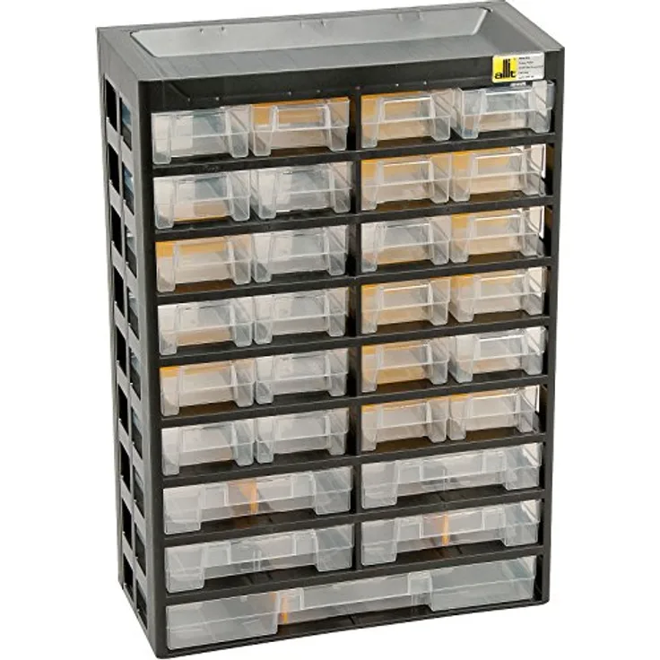 Allit VarioPlus Basic 47, Werkstattschrank Kleinteilemagazin mit 29 Fächern (13.60 cm, 43.50 cm), robustes Kunststoffgehäuse für optimale Raumnutzung