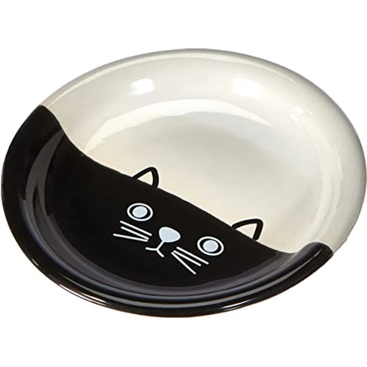 Nobby Katzen Keramik Milchschale "FACE" schwarz / weiss Ø14 x 2 cm – Bild 3