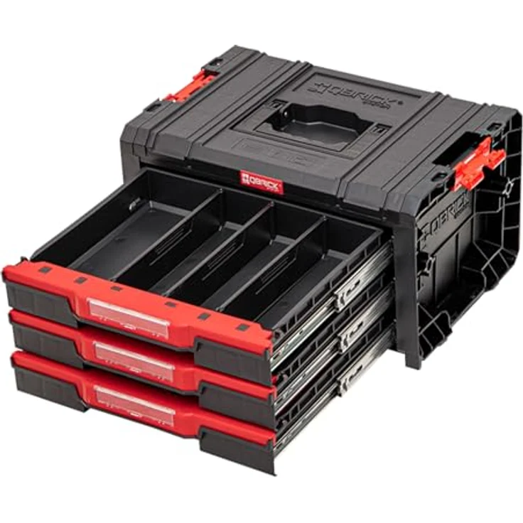 Qbrick System Pro Drawer 3, modularer Werkzeugkoffer mit 3 ausziehbaren Schubladen, 9 verstellbare Fächer, 450 x 310 x 244 mm – Bild 5