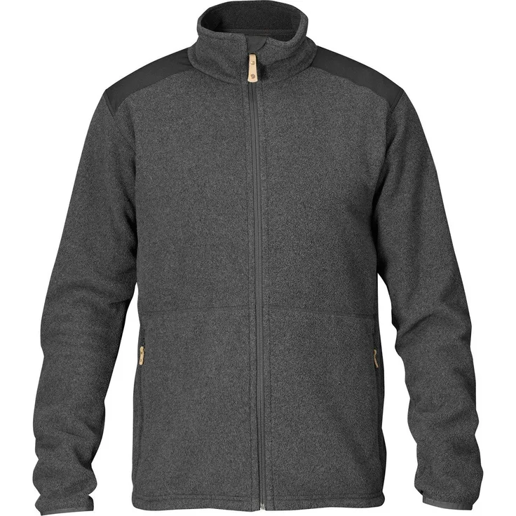 Fjällräven Fleecejacke Sten, Arbeitsjacke aus Recycling-Polyester, melierte Optik, blau